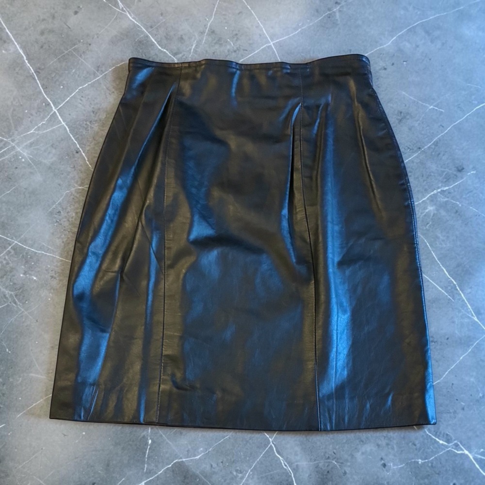 VTG Byrnes And Baker High Waisted Leather Skirt Grunge Goth Vamp Small